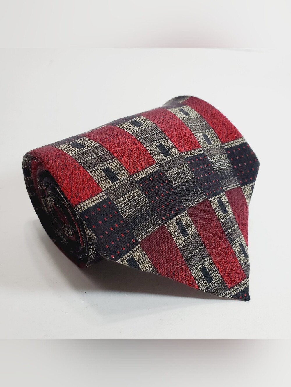 Cocktail Collections Multicolor Geometric Stripe Pattern Men's Silk Neck Tie